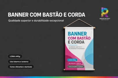 Banner 440g com Bastão e Corda - Qualidade Superior e Durabilidade Excepcional